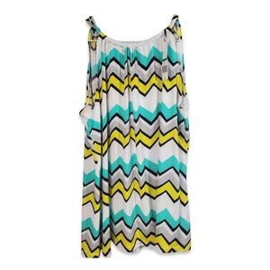 Cynthia Rowley Sleeveless Tunic Top Womens Large Chevron Pattern Back Tie Casual